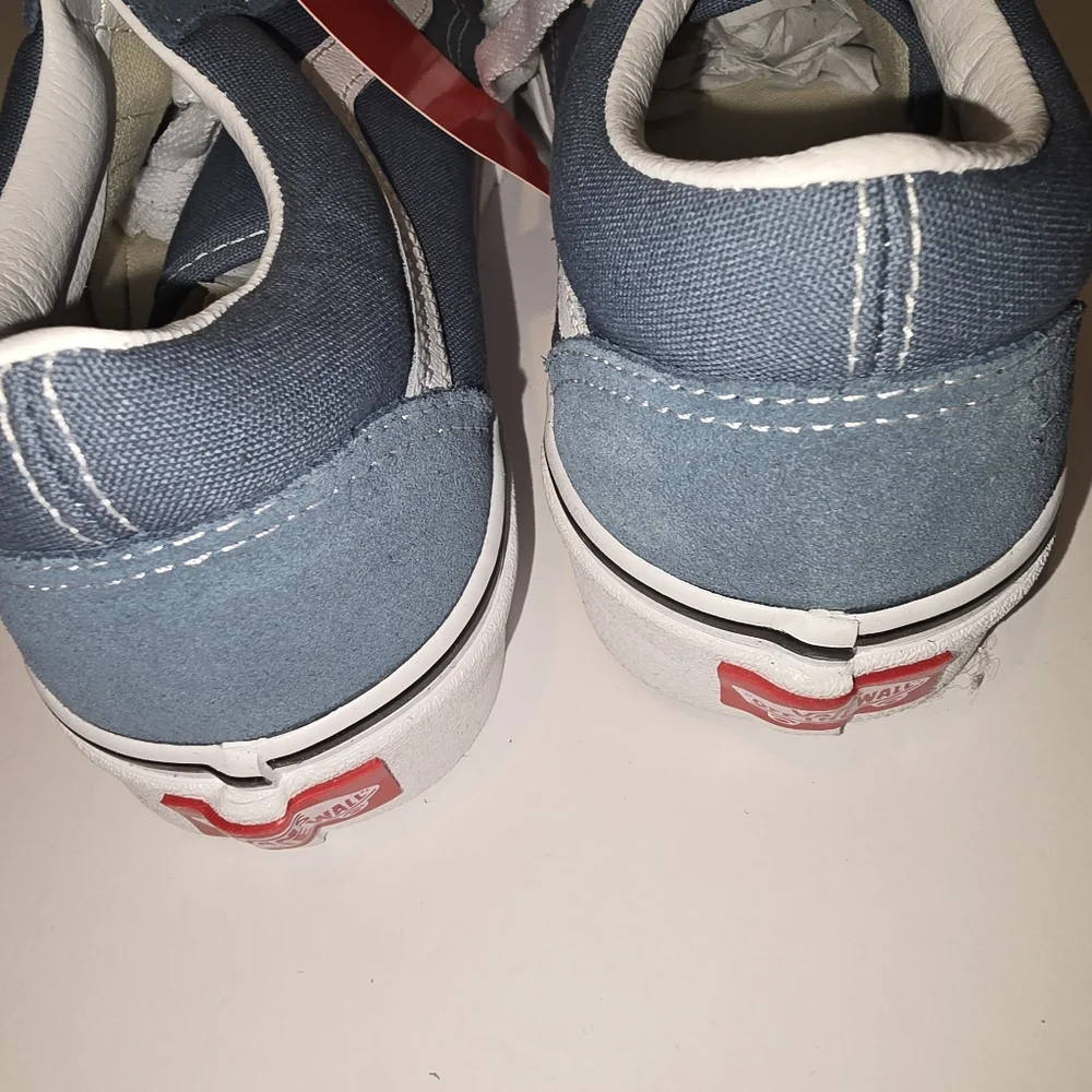 New Vans Old Skool Sneakers Blue Canvas Suede Classic Skate Shoes - Picture 3 of 5